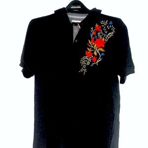 Black Shirt with flower embroidery.